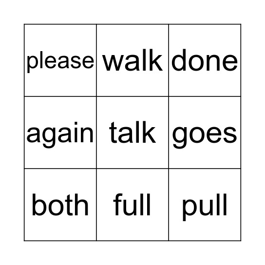 2nd Grade List 1 Bingo Card