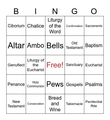 Catholic Bingo Card