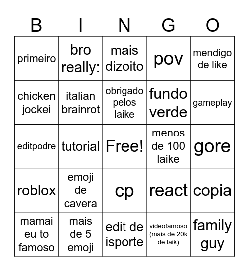 youtoBÂ comentaria shotis Bingo Card