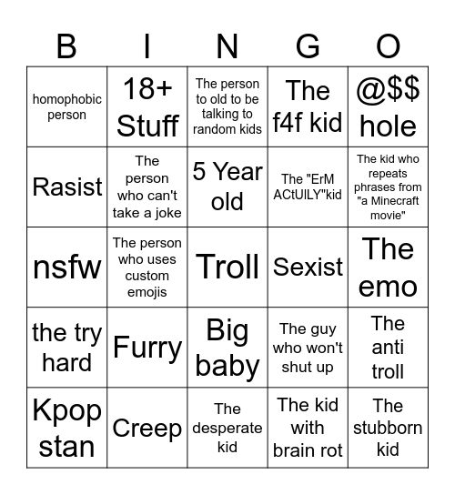 scratch chat bingo Card