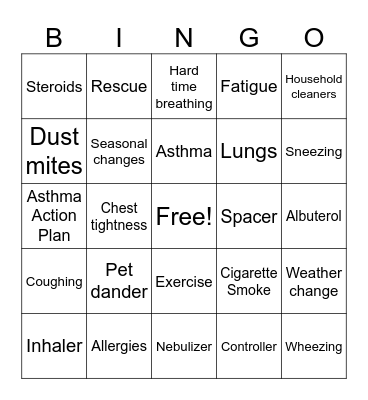 LUNGO Bingo Card