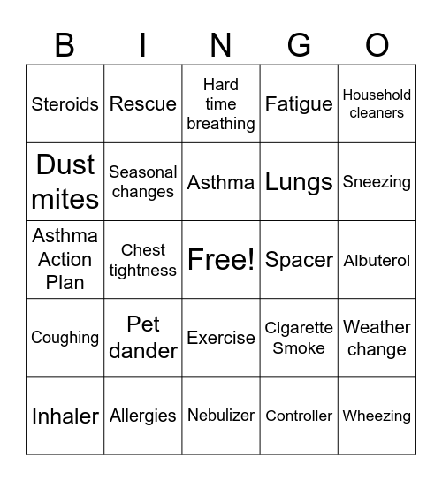 LUNGO Bingo Card