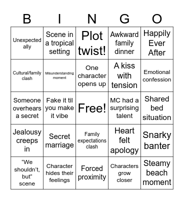The Paradise Problem Bingo Card