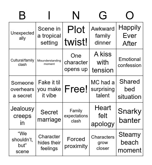 The Paradise Problem Bingo Card