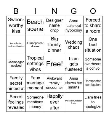 The Paradise Problem Bingo Card