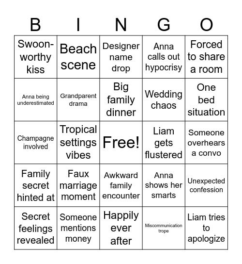 The Paradise Problem Bingo Card