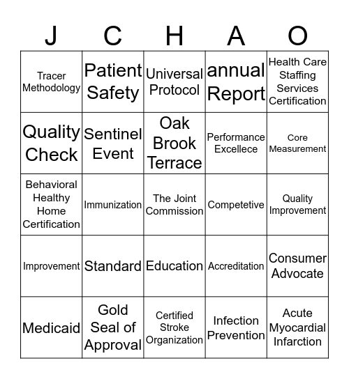 The Joint Commission Bingo Card