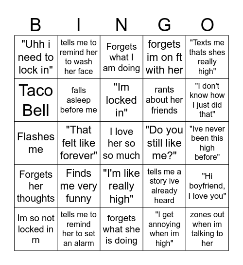 Cece is high Bingo Card