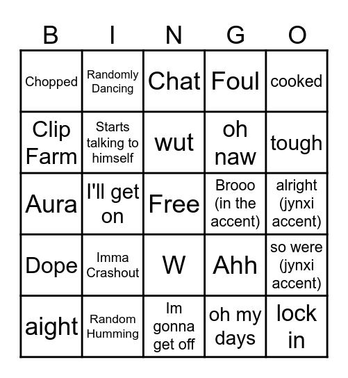 Lex Bingo Card