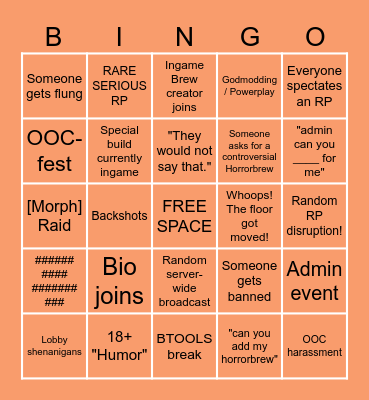 HORRORBREW HIJINX BINGO Card