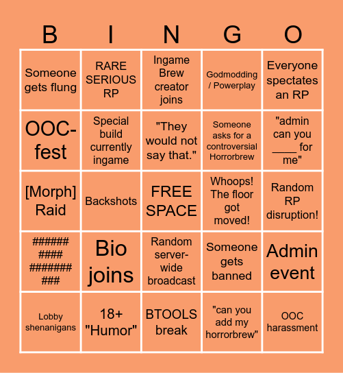 HORRORBREW HIJINX BINGO Card