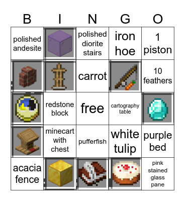 Minecraft Bingo Card