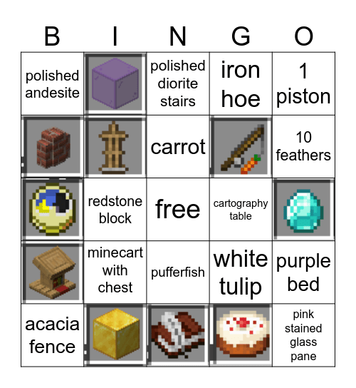 Minecraft Bingo Card
