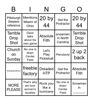 Dave Fleming Bingo Card