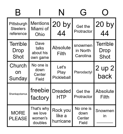 Dave Fleming Bingo Card