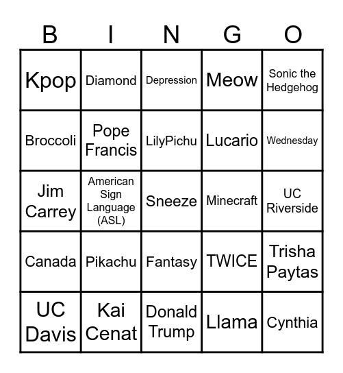 Infinite Craft Bingo Card