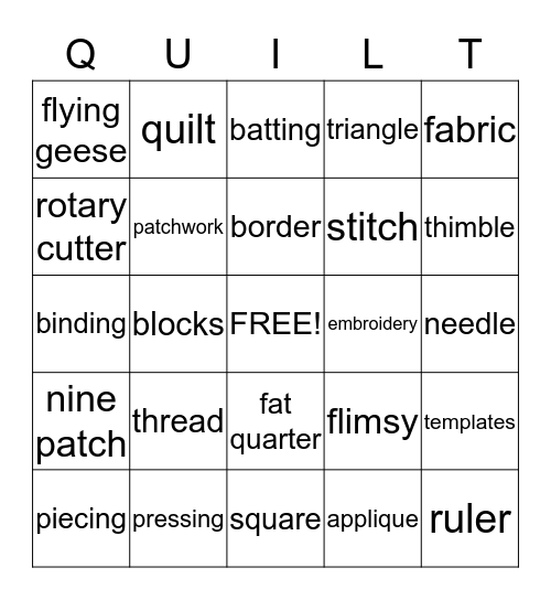 QUILT Bingo Card