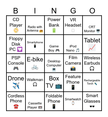 Tech Through Time (1995-2025) Bingo Card