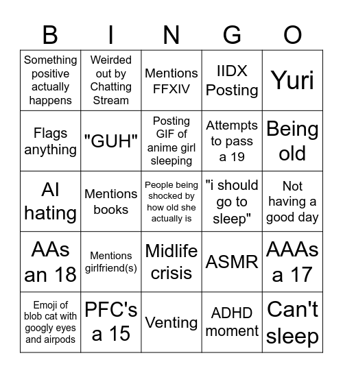 Missy Bingo Card