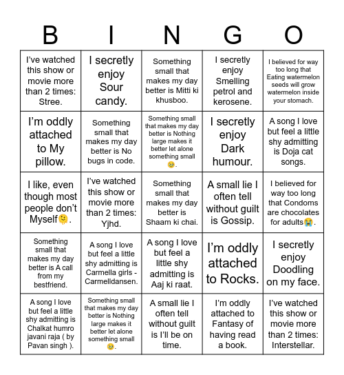 No One Will Know... (Until Bingo) Bingo Card