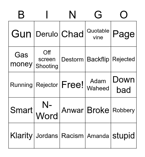 King Bach Vines Bingo Card