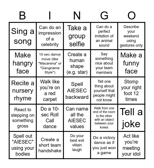 Bingo – "Challenge Accepted!" Bingo Card