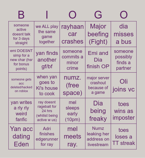 JUST BINGO Card