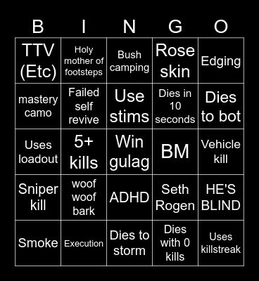 Warzone 2.0 bingo (Credits to: Big Puffer) Bingo Card
