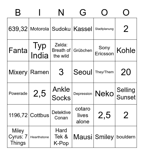 INGO GAMZE BINGO GAMZE BINGO GAMZE Bingo Card