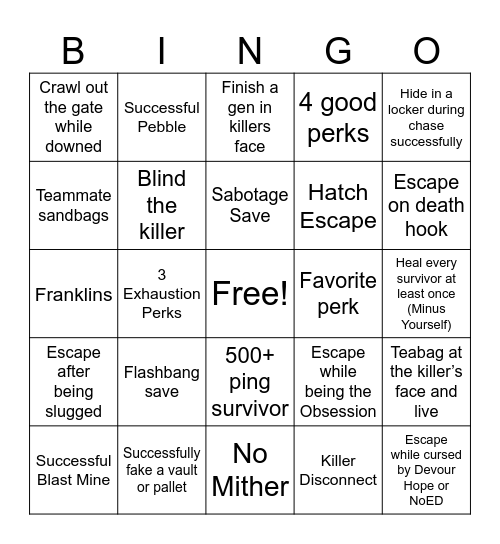 Survivor Chaos Shuffle Bingo Card