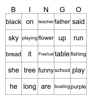 EdMark 49-73 Bingo Card
