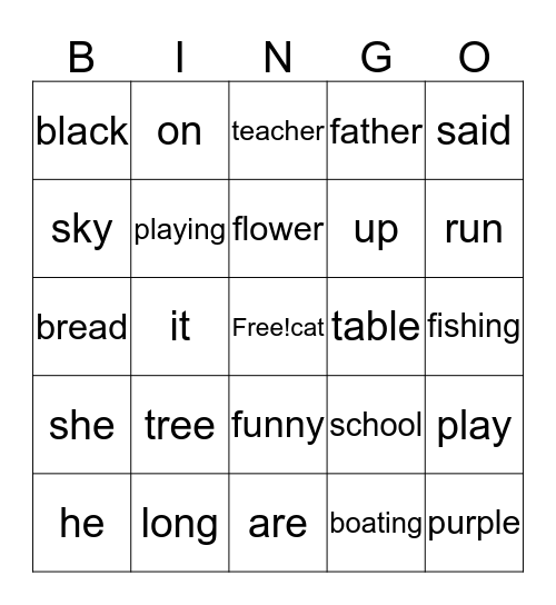 EdMark 49-73 Bingo Card
