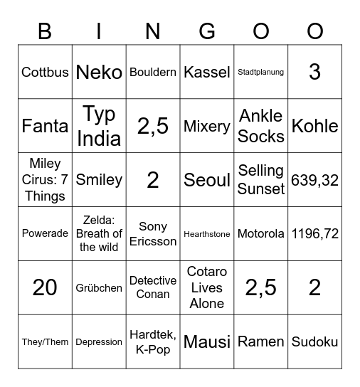 GAMZE CRAZY BINGO Card