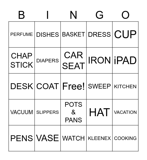 CT Ladies Bingo Card