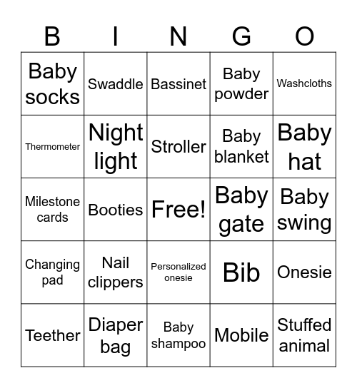 Baby Bingo Card