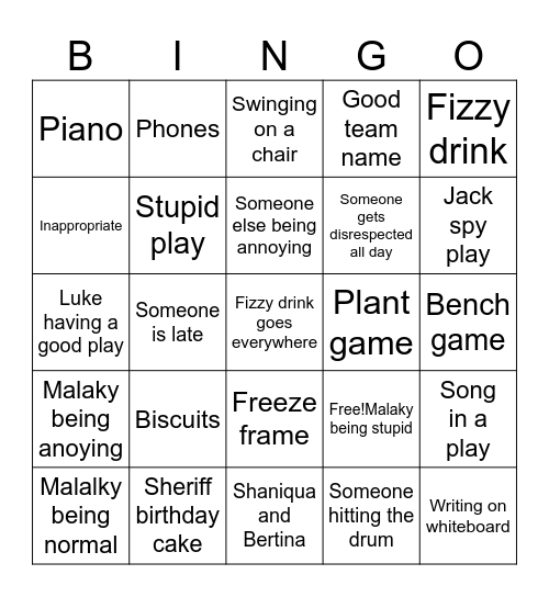 Drama Bingo Card