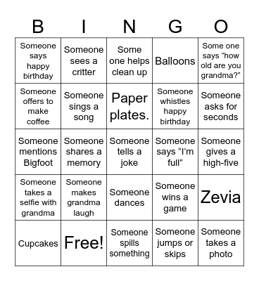 Birthday Bingo Card