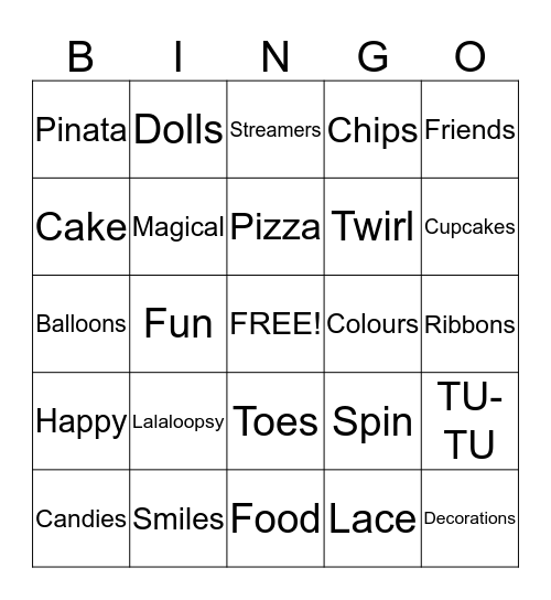 De'asia 6th Birthday  Bingo Card