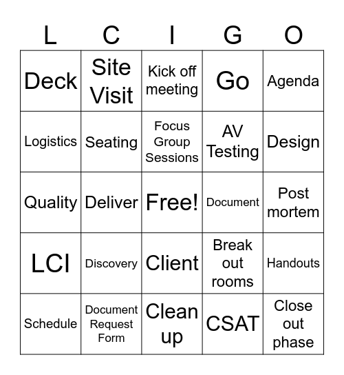 Team Bingo Card