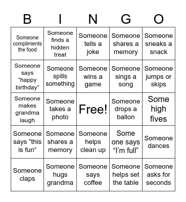 Birthday Bingo Card