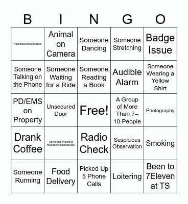 RSOC Bingo Card