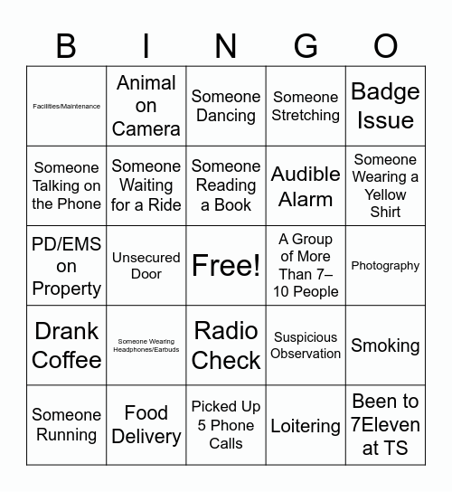 RSOC Bingo Card