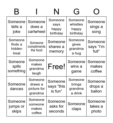 Bingo Birthday Bingo Card