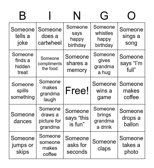 Bingo Birthday Bingo Card
