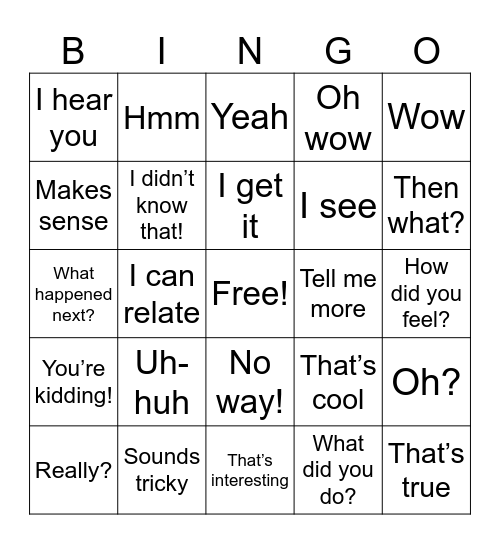 Backchannel Bingo Card
