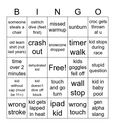 Time Trials Bingo Card