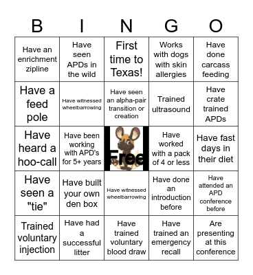 APD Bingo! Find someone who has experience with the squares below and have them sign their name! Bingo Card