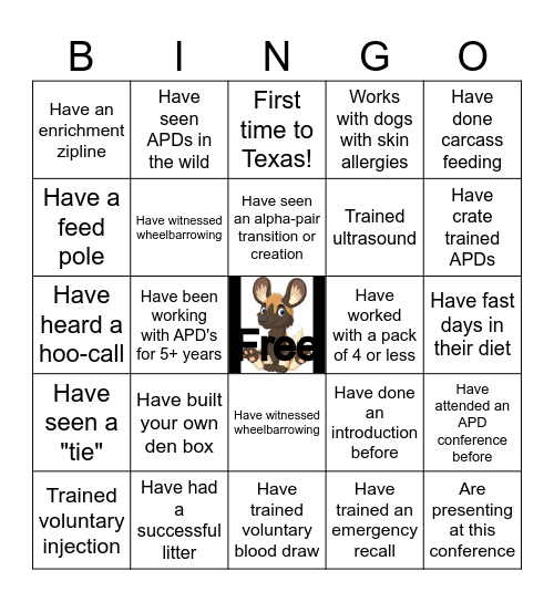 APD Bingo! Find someone who has experience with the squares below and have them sign their name! Bingo Card