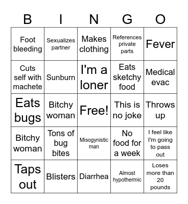 Naked and Afraid Bingo v2 Bingo Card