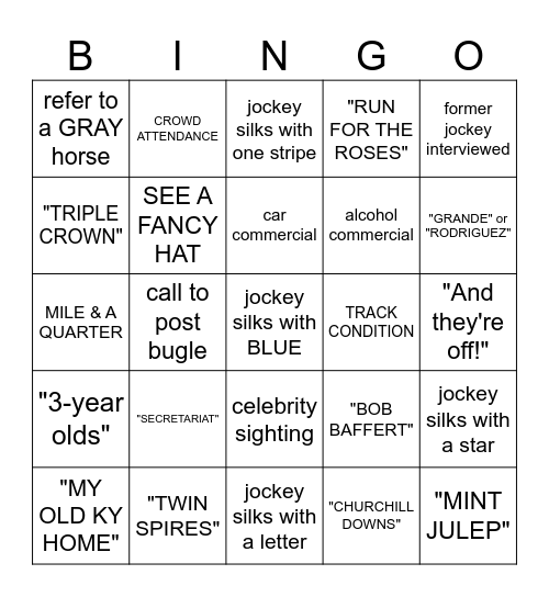 DERBY BINGO 2025 Bingo Card